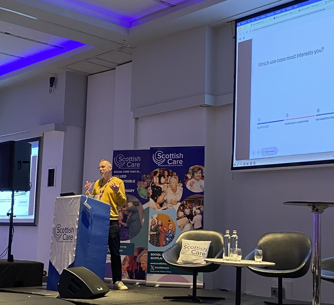 David Mance delivering a free AI training session to social care professionals
